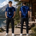 thumbnail image 5 of Wolf Graphic T Shirt for Men Women, Lightning Storm Full Print Casual Streetwear Tee, 5 of 5