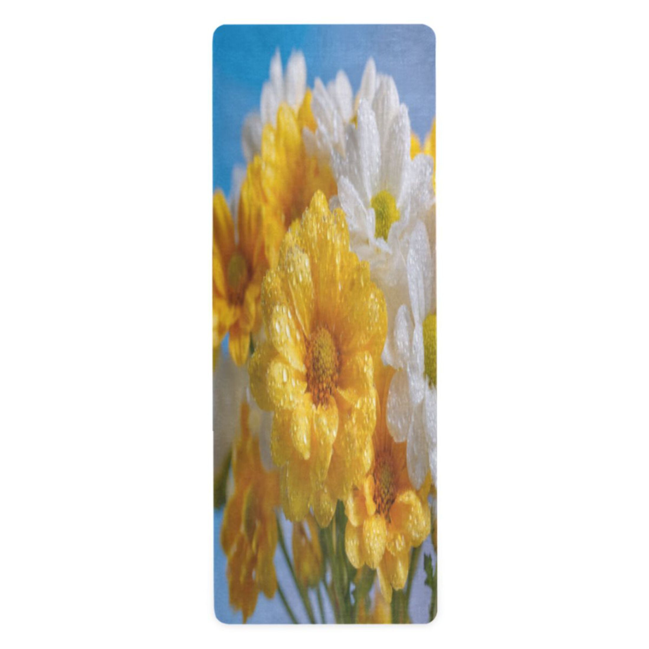 BZSMCE Yoga Mat Women Fitness Mat Cheerful Daisies under Blue Sky Pattern