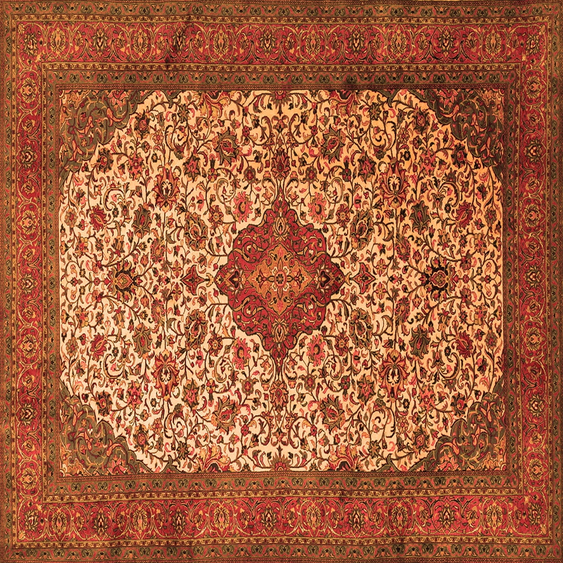 Ahgly Company Indoor Square Medallion Orange Traditional Area Rugs, 6 ...