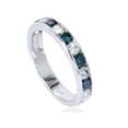 thumbnail image 2 of 1ct Channel Set Blue & White Diamond Ring 14K White Gold, 2 of 3