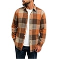thumbnail image 3 of TKKCS Mens Long Sleeve Plaid Button Down Shirts- Layering Casual Turn Down Collar Midweight Flannel Jacket Shirt Orange Size 2XL, 3 of 7