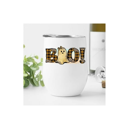 

BOO Wine Pumpkin Season Bar Wine Lover Scary Design Wine Ghost Decorations Autumn Mom Sister Friend Teacher stainless steel with lid 12oz