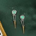 thumbnail image 3 of Vintage Turquoise Stone Drop Earrings - 925 Silver Plated Boho Jewelry For Women & Girls, 3 of 4