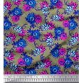 thumbnail image 1 of Soimoi Poly Georgette Fabric Leaves,Cosmos & Anemone Floral Print Fabric by the Yard 42 Inch Wide, 1 of 3