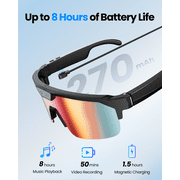 AI Smart Glasses with Camera, Sport AI Camera Glasses with EIS+Gyro Stabilization, Polarized Lenses for Cycling, Dual-Mic Noise Cancelling, IP66 Weatherproof, AI Glasses with Chat GPT