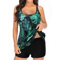 thumbnail image 7 of QLEICOM Women's Swimsuits High Waisted Tummy Control Swimwear Conservative Print Strappy Back Set Two Piece Swimsuits Swimdress Women Bikinis Swimming Suits Cover Ups Bathing Suits Green L, 7 of 7