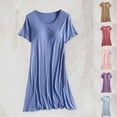 thumbnail image 1 of Économies du Printemps! Robe de Nuit en Coton pour Femmes, Robe de Nuit d'Été Grande Taille avec Soutien-Gorge Intégré, Chemises de Nuit pour Femmes avec Soutien-Gorge Intégré Camisole Robe de Nuit, Robe de Nuit Décontractée Ample à Col Rond à Manches Mi-Longues, 1 of 9