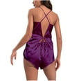 thumbnail image 6 of Elainilye Fashion Pajamas for Women Set Halter Pajamas Home Dress Shorts Sets Two-piece PJ Set Sleepwear,Purple, 6 of 8