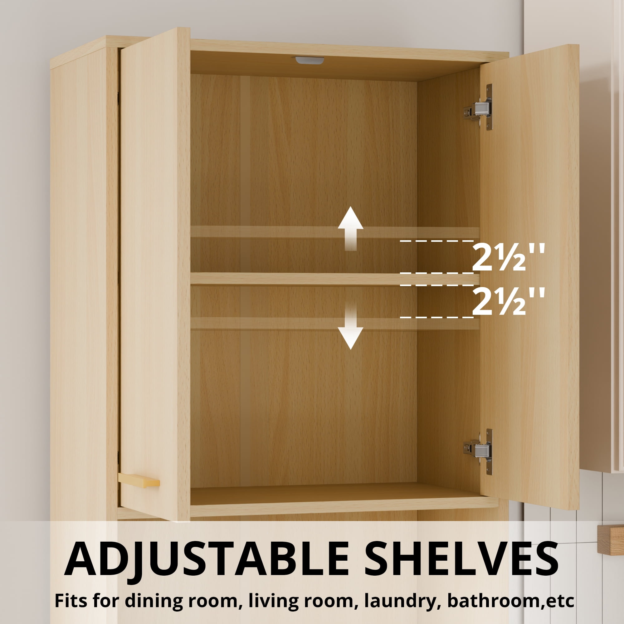 Cozy Castle Versatile Storage Option Pantry Cabinet with Adjustable Shelves, Wood Oak