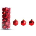 thumbnail image 2 of BSJJY 24Pc 3Styles Electroplating Plastic Christmas Balls,2.4In Christmas Tree Hanging Ball,Shatterproof Christmas Baubles(Boxed),Red, 2 of 3