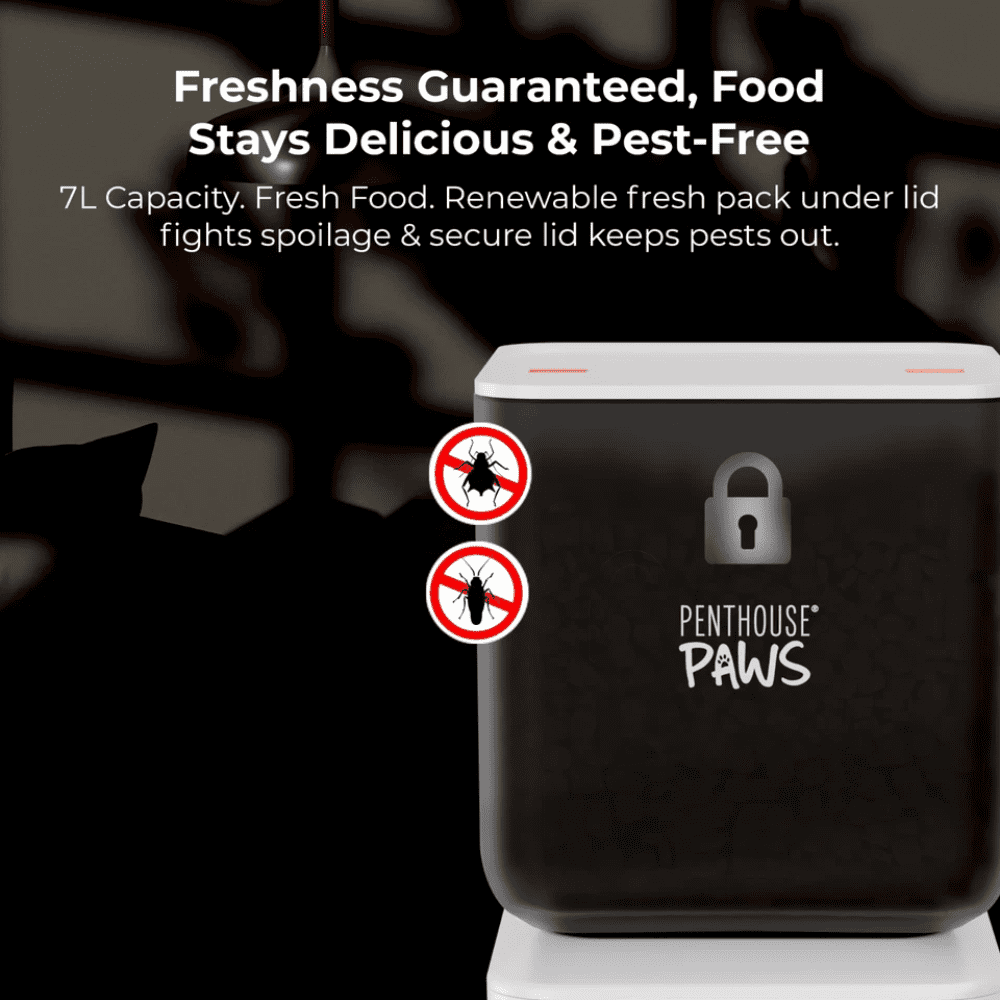 Penthouse Paws Smart Maxx HD Automatic Pet Food Feeder, 7L Capacity, 1080p Camera, WiFi App Control, 2-Way Audio, Anti-Jam Design, Backup Power, Stainless Steel Bowl, White, for Cat & Dog