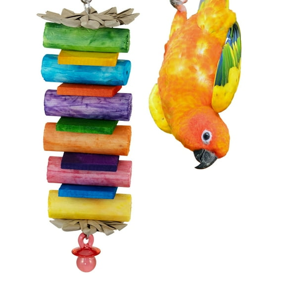 Super Bird Creations SB1199 Sola Balsa Stack Bird Toy - Bird Enrichment Toys, Wooden Bird Toys for Small/Medium Bird Size, Ideal for Parakeets and Cockatiel, Natural Bird Toys for Cage Play