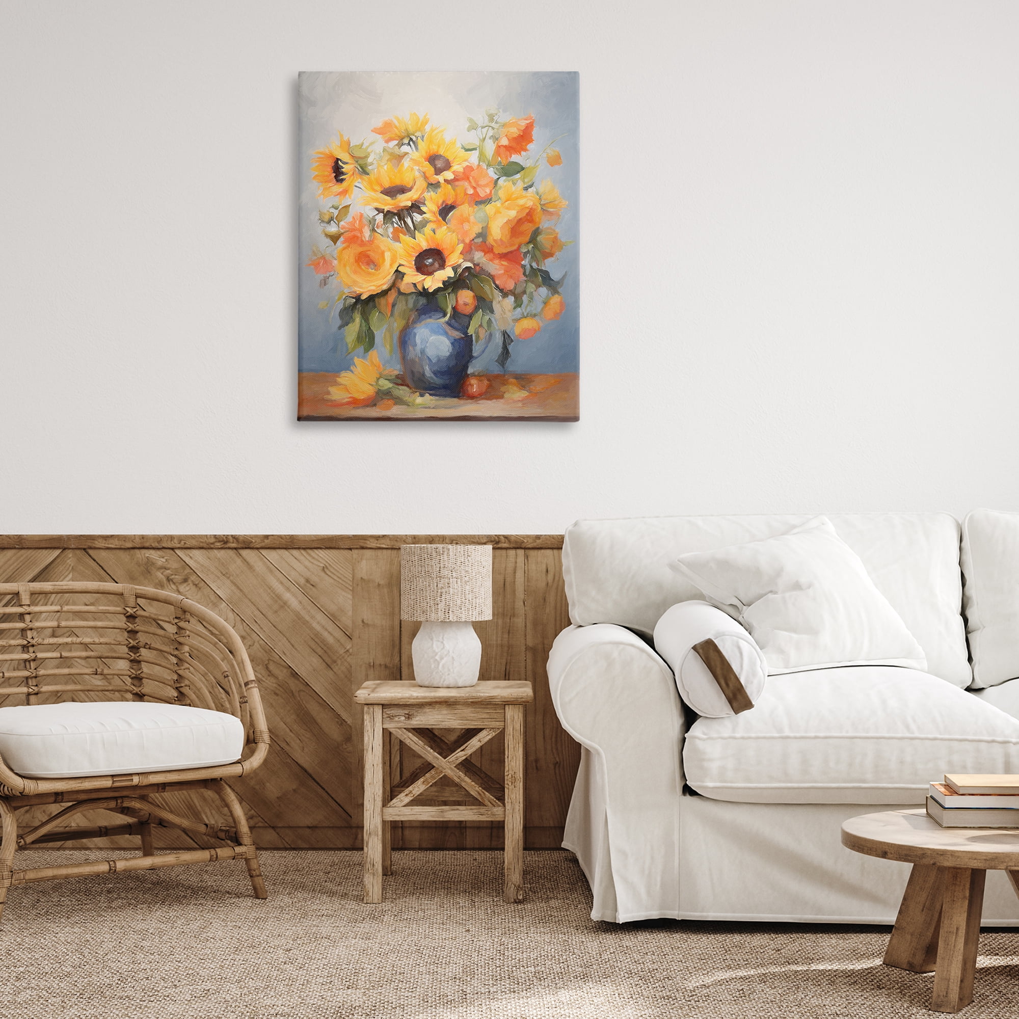 Stupell Industries Sunflower Medley Vase Botanical & Floral Painting Gallery Wrapped Canvas Art Print Wall Art, 30 x 40