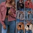 thumbnail image 4 of Chaquetas de pana para mujer, con botones, manga larga, bolsillos con solapa, abrigo informal, chaqu Abanopi Rosa/Grande, 4 of 7