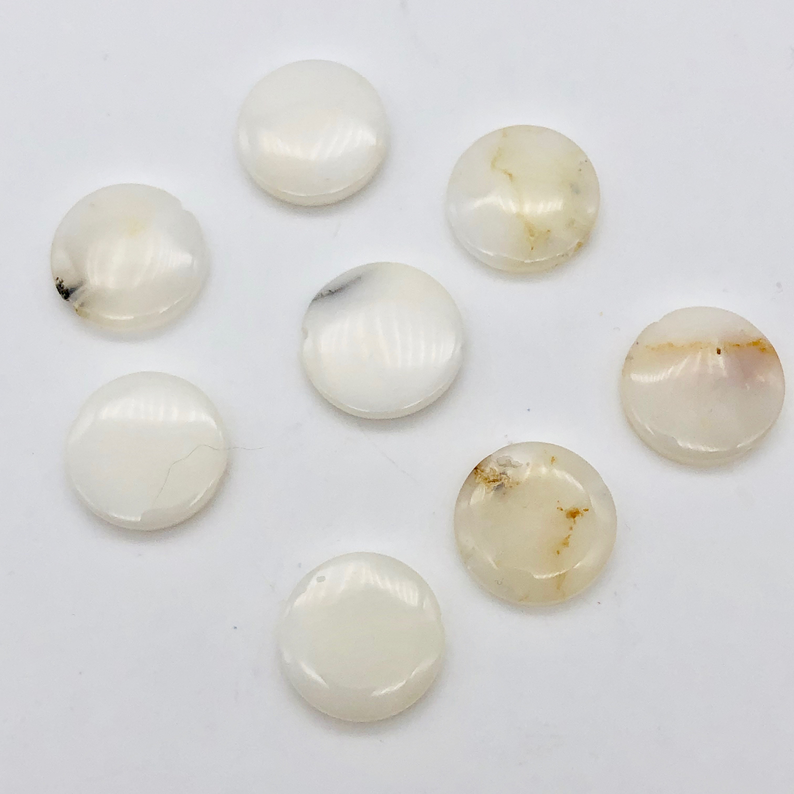 8 White African Opal 20mm Beveled Disc Beads 20x20x4.5mm