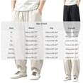 thumbnail image 3 of Mens Big & Tall Harem Pants Casual Elastic Waist Drawstring Baggy Hippie Trousers Cotton Linen Beach Boho Yoga Pants Size M-5XL White-A, 3 of 6