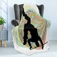 thumbnail image 4 of Hip Hop Soft Flannel Fleece Blanket, Teenage Hip Hop Dancer Dancing on Hand Stand Doing Head Spin Colorful Image Print, Cozy Plush for Indoor and Outdoor Use, 60" x 80", Multicolor, by Ambesonne, 4 of 5