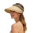 thumbnail image 3 of LRen Tea Party Hats Women Visor Sun Hat Wide Brim Adjutable Ponytail Packable Beach Holiday Summer Sun With UPF And Breathable Design, 3 of 8