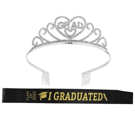

1 Set Graduation Etiquette Belt Crystal Crown Set 2021 Graduation Supplies
