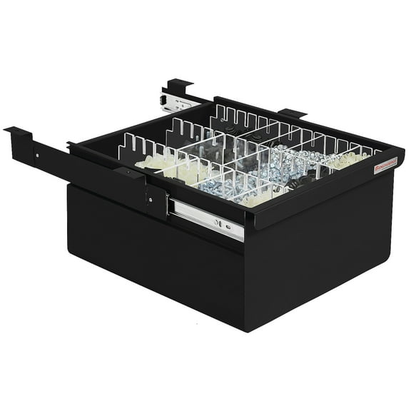 Steel Drawer 8" High with Partitions and Full Ball Bearing Suspension - 2"High x 14.5" Wide x 17" Length - Black
