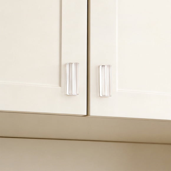 4 Pack - Clear Plastic Cabinet Handles Adhesive Drawer Pulls - Transparent Invisible Handle for Cabinet Doors, Furniture Grip Openers, Clear, JKODE