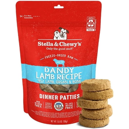 Stella & Chewy's Freeze-Dried Raw Dinner Patties for Dogs - Dandy Lamb Recipe - 5.5 Ounce Bag