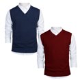 thumbnail image 1 of TOPTIE 2 Pack Window Clerk Sweater Vests For Men, Work Uniform Cotton V-Neck Sweater Vests-NAVY WINERED-L, 1 of 8