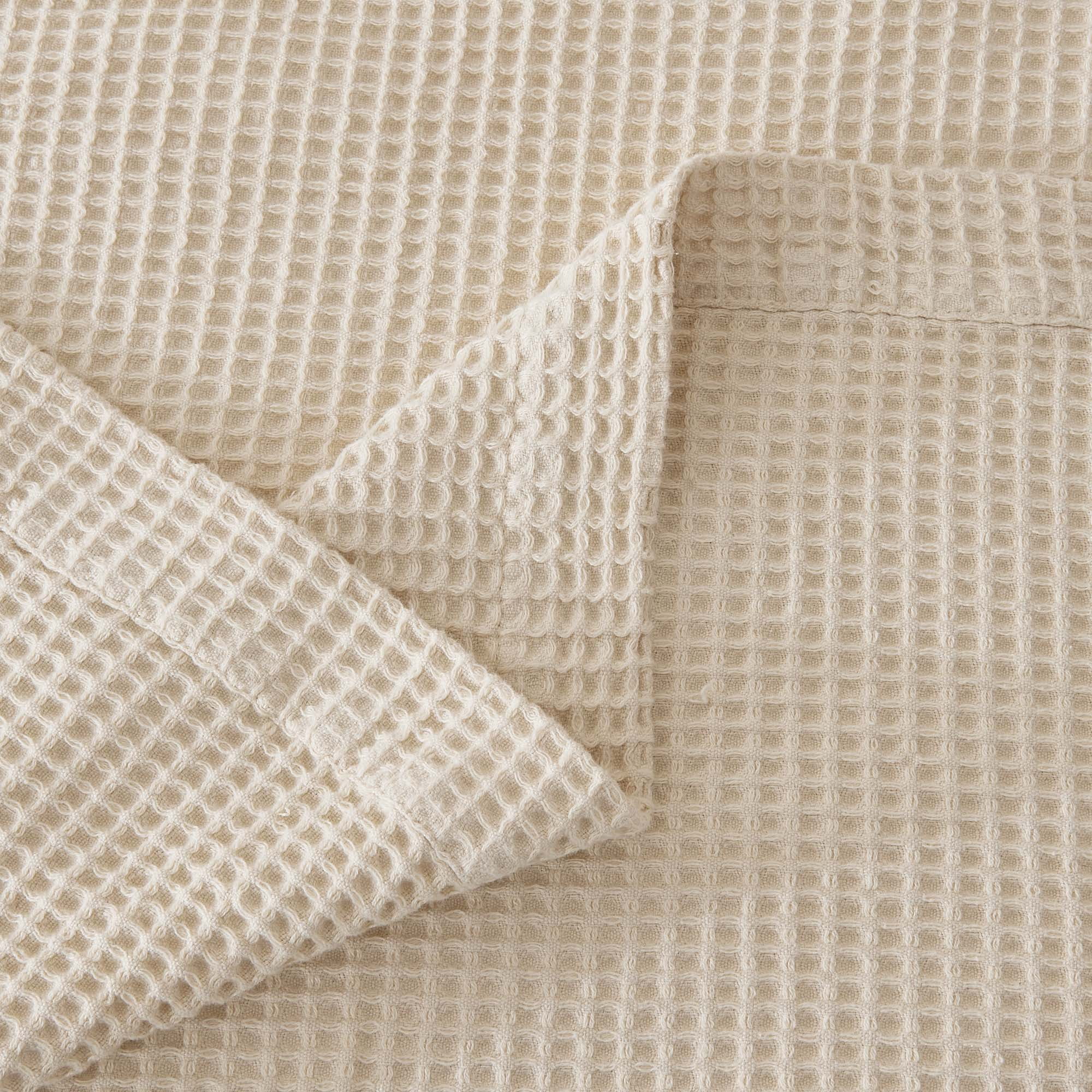 Great Bay Home All-Season Waffle Cotton Bed Blanket 90x90 (Full / Queen, Oatmeal)