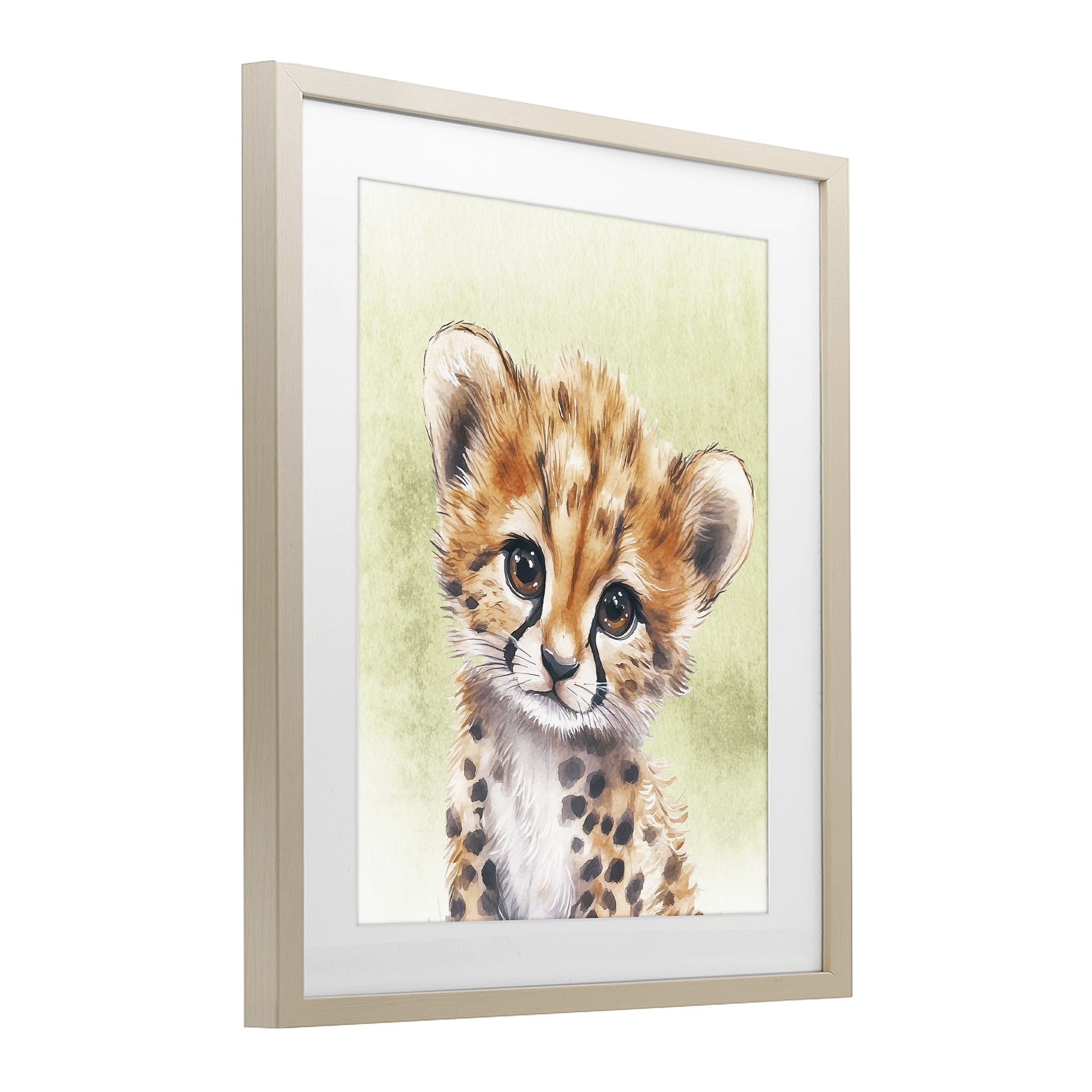 Stupell Industries Jungle Friends Baby Cheetah Birch Framed Print Under Glass, design by Christine Simpson Art