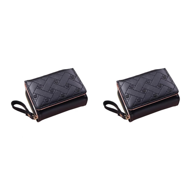 Cartera de moda Minnieouse para mujer de cuero con varias ranuras Negro 2Conjunto