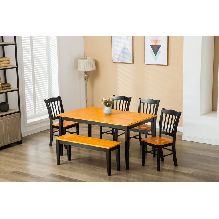 Boraam Shaker Dining Bench, Black & Oak photo 6