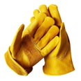 thumbnail image 3 of LLC Gants de Travail en Cuir Jaune avec Fermeture de Poignet Réglable - Taille P, 3 of 5