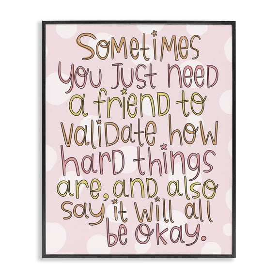 Stupell Industries Comforting Friendship Quote Quotes and Sayings Painting Black Framed Art Print Wall Art, 11 x 14