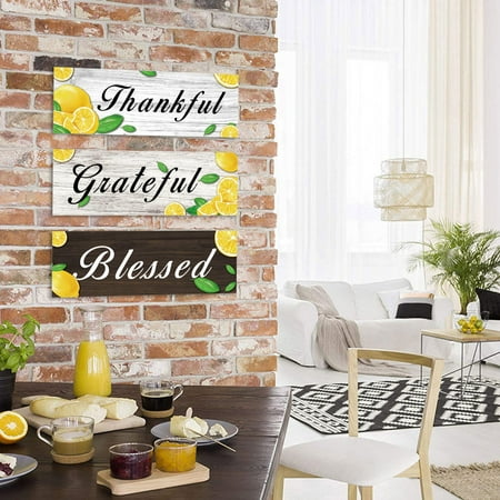 

Pjtewawe Hangers Wall Surface Decoration Gratitude Blessing Wall Logo Lemon Decoration Home Wall Logo Front Door Farmhouse Wooden Listing Logo Yellow One Size