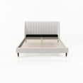 thumbnail image 3 of Beige Low Profile Upholstered Platform Bed with Wingback Headboard, Queen, 3 of 10