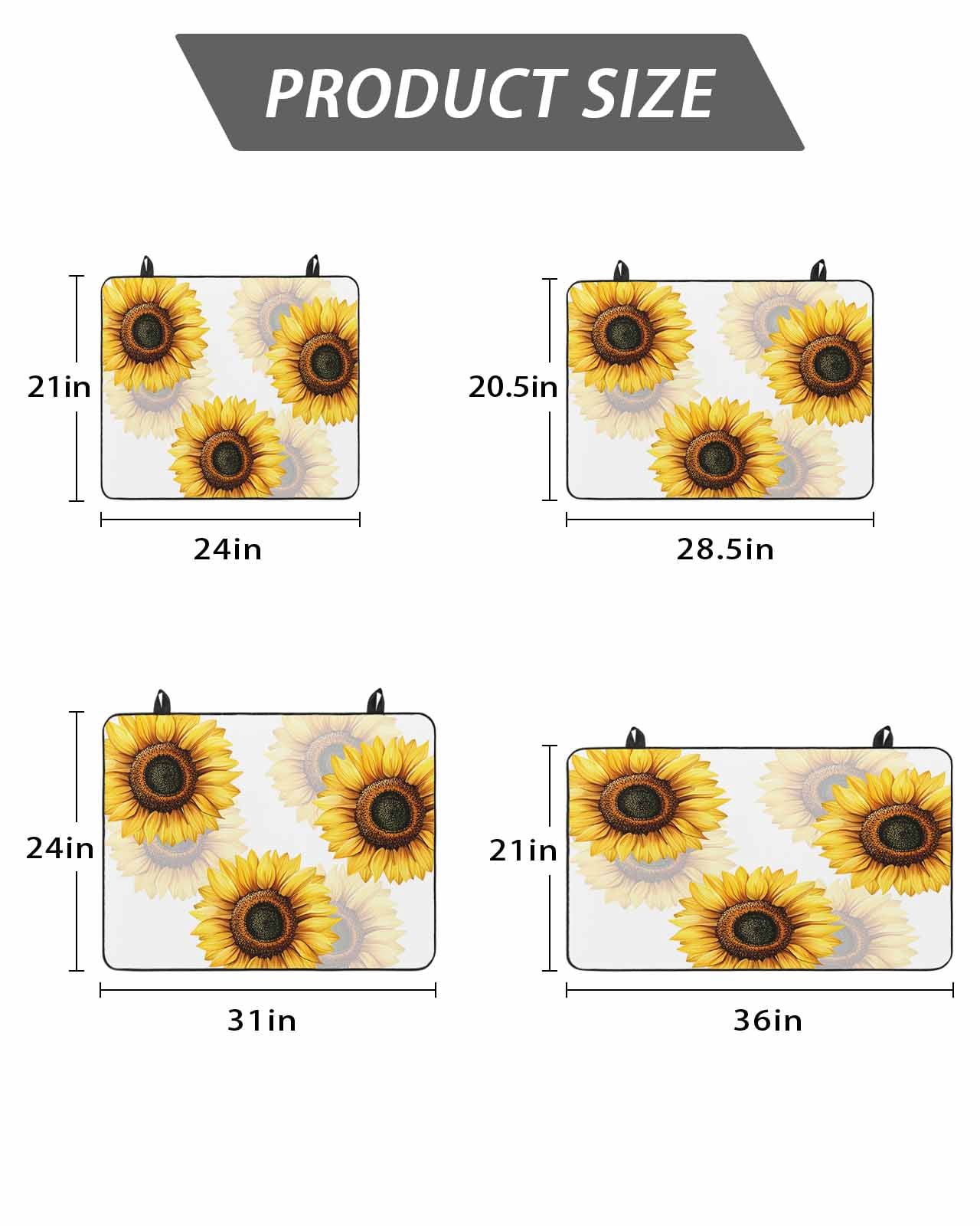 28" X 20" Sunflower Stove Top Cover – Heat-Resistant Glass Cooktop Protector Pad, Decorative Oil Painting Design, Silicone Mat For Kitchen Counter, Coffee Bar, Or Drying Rack