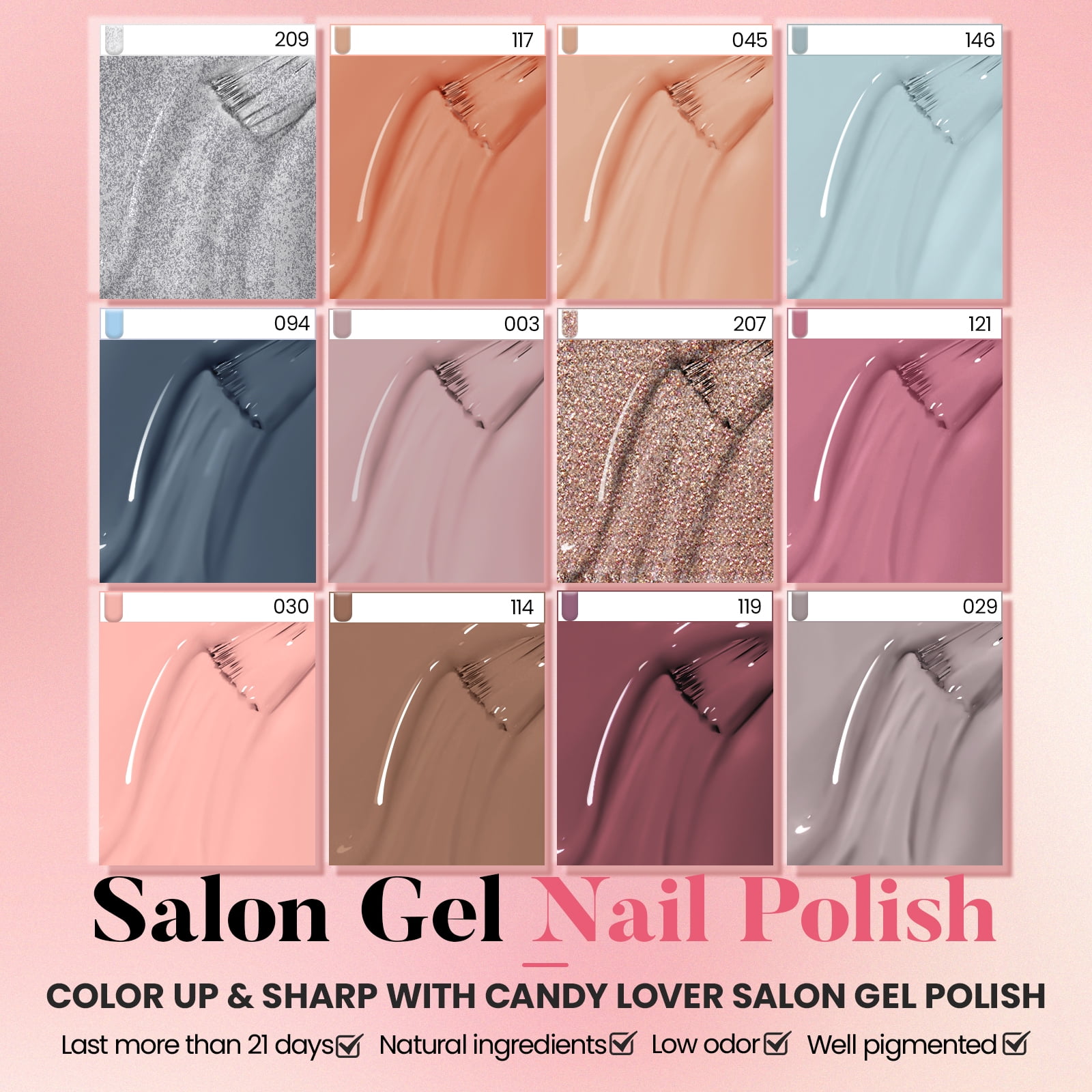 Candy Lover Gel Nail Polish Kit with UV LED Lamp, 12 Colors Charm Gel Polish Starter Kit, All-in-One Quick Dry Soak Off Nail Gel Manicure Kit with DIY Tools Valentine Gift for Women