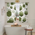 thumbnail image 5 of Sheer Curtain 63 Inch Length 2 Panels Light Filtering Window Curtain Sage Green Gold Geometric Sheer Voile Curtains Rod Pocket Window Treatment for Kitchen Living Room Modern Abstract Hexagon Pattern, 5 of 6
