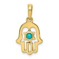 thumbnail image 1 of 14k Or Jaune Solide Poli Texturé Retour Simulé Turquoise Chamseh Pendentif Mesures 17x14mm Bijoux Cadeaux, 1 of 3