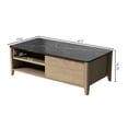 thumbnail image 3 of Huloretions Modern Industrial 47'' Large Wood Coffee Table with 2 Drawers 4 Open Storage Shelf Tea Table for Living Room Dining Room Bedroom, 3 of 8