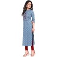 thumbnail image 4 of Rajnandini Women's Pure Cambric Cotton Jaipuri Block Printed Kurti (JOPLJPR68B-M_Blue_M), 4 of 5