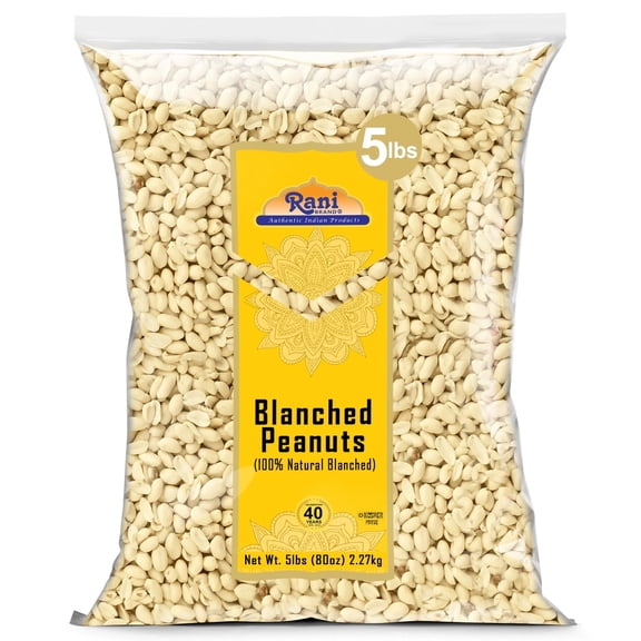 Rani Peanuts Skinless (Blanched, Uncooked) 80oz (5lbs) 2.27kg Bulk ~ All Natural | Vegan | Gluten Friendly | Kosher  ~ Spanish Grade Groundnuts