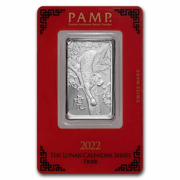 2022 Pamp Suisse Lunar Year of the Tiger 1 oz Platinum Bar - In Assay