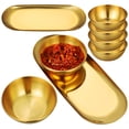 thumbnail image 1 of 6 uds cuencos de acero inoxidable para salsa, platos pequeños para salsa de soja, cuencos para condimentos de Sushi con 2 uds de bandejas decorativas, 1 of 4