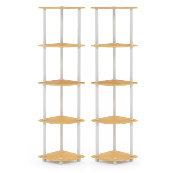 Furinno 2-99811BE Turn-N-Tube 5-Tier Corner Multipurpose Display Shelves, Set of 2