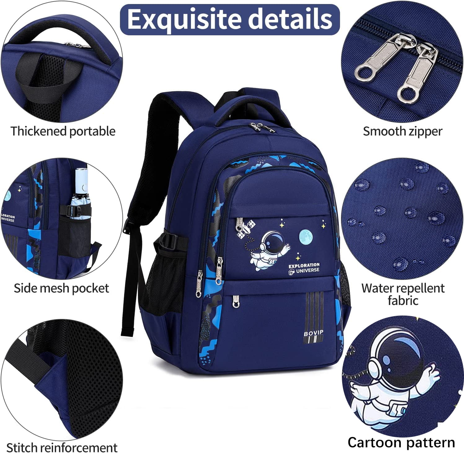 Lvelia School Backpack for Boys Kids Elementary School Bags Middle School Primary School Bookbags Lightweight Sturdy Spaceman Gifts,Blue