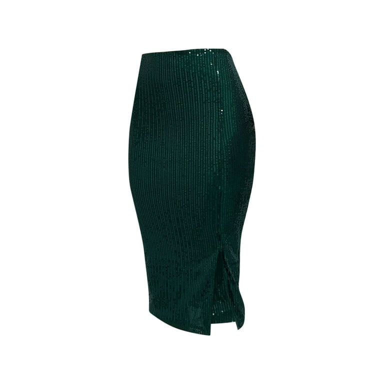 FAIWAD Women's Sequin Tight Midi High Waist Slim Hip Sparkly