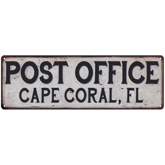 Cape Coral, Fl Post Office Metal Sign Vintage 6x18 106180011132