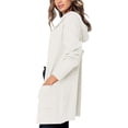 thumbnail image 3 of IFJIM Womens Hooded Cardigan Long Casual Knitwear Sweater Coat with Two Pocket OffWhite XXL, 3 of 5