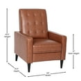 thumbnail image 4 of Emma + Oliver Jules Mid-Century Modern Button Tufted Faux Leather Upholstered Easy Pushback Recliner in Cognac Brown with Wooden Legs, 4 of 13